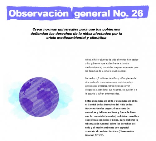 El Comitè dels Drets de la Infància de les Nacions Unides publica l'Observació General Núm. 26 sobre els drets de la infantesa i el medi ambient, amb especial atenció al canvi climàtic